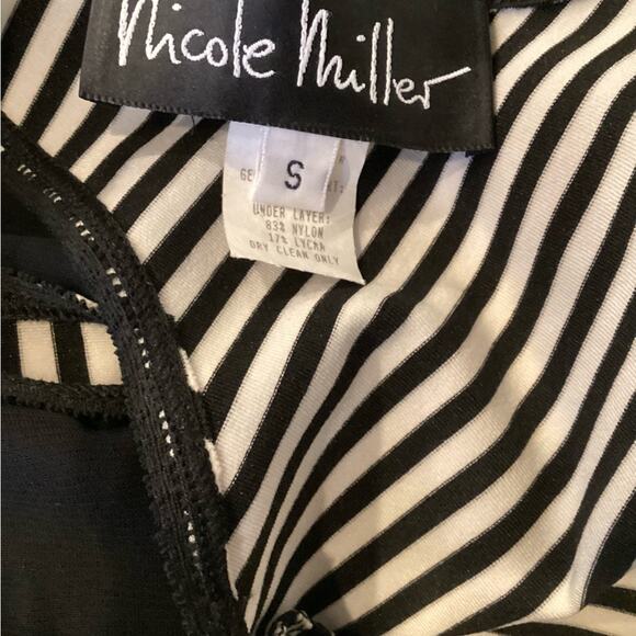 Nicole Miller Tank Dress With Striped Top and Chiffon Layer Over A Short Skirt - Picture 4 of 4